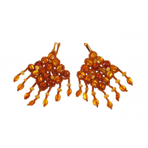 Серьги из янтаря и бисера