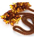 Колье-галстук из темного натурального янтаря